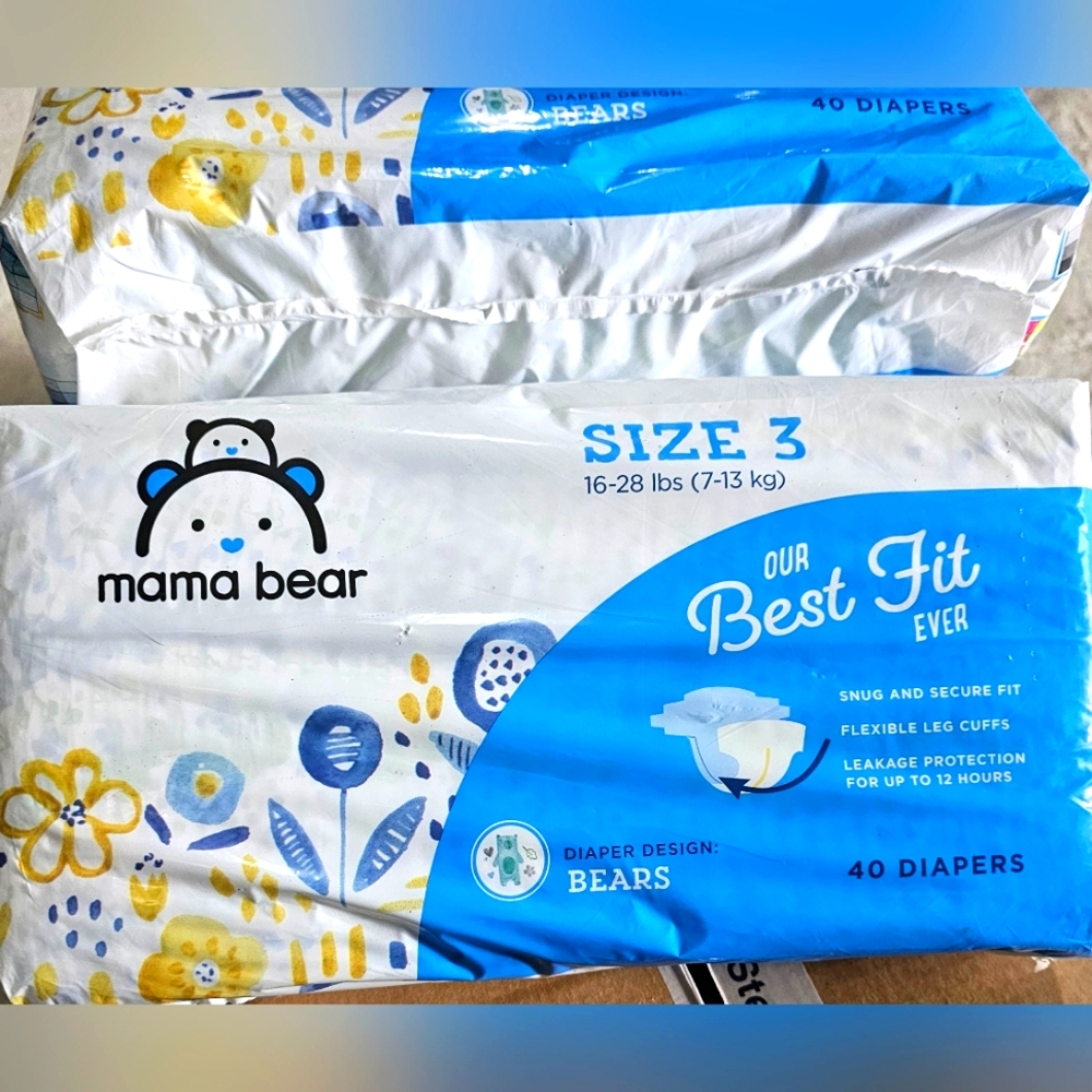 Mama Bear Diapers Size 3, 80 Count, Bears Print